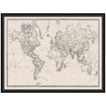 Framed Fabric Pinboard Vintage Black and White Linen World Map Wall Organization