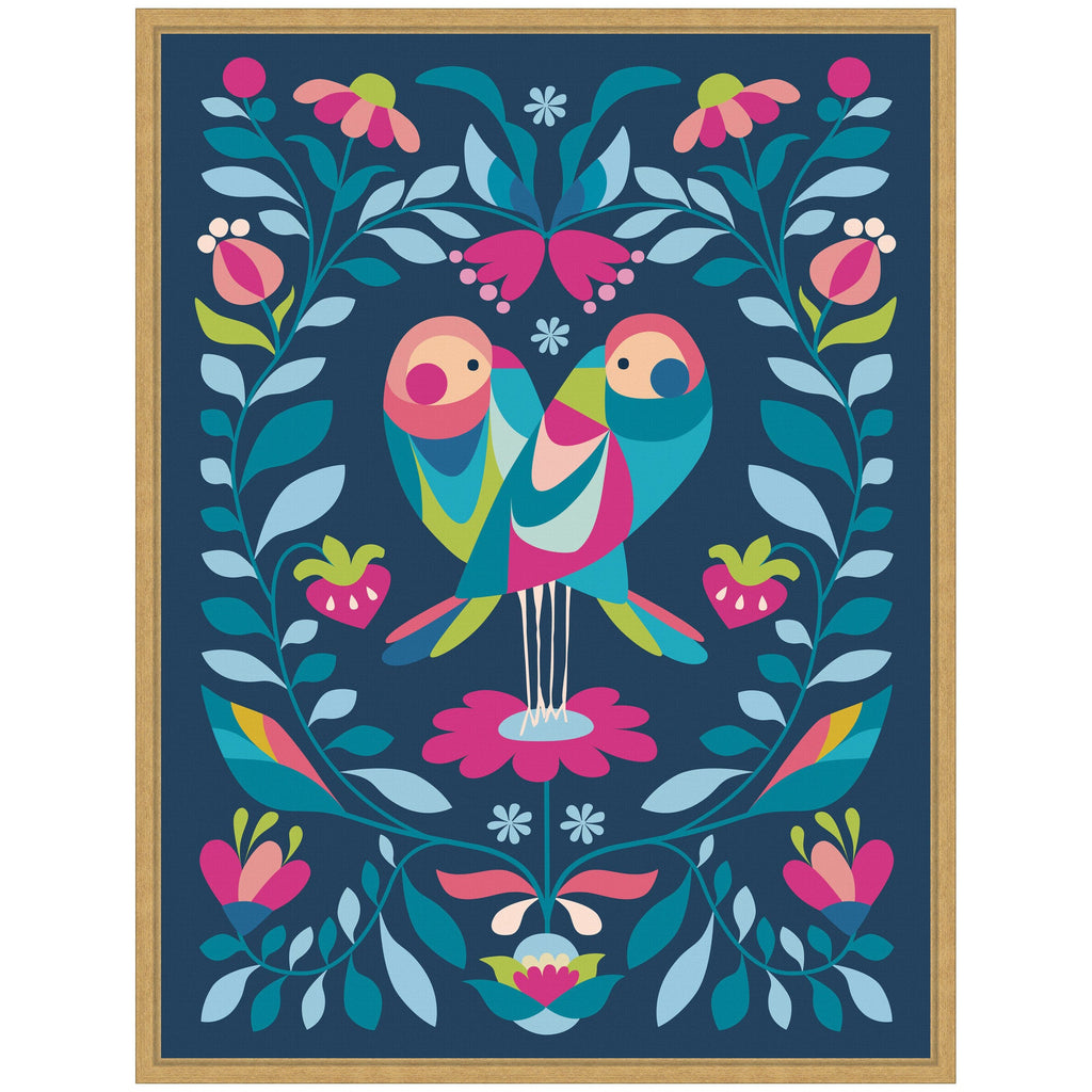 Sylvie Love Birds Framed Canvas by Rachel Lee