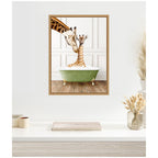 Sylvie Mother and Baby Giraffe in Transitional Bathtub Framed Canvas by Amy Peterson