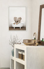 Sylvie Baby Elephant No 6 in Rustic Bath Framed Canvas by Amy Peterson Art Studio