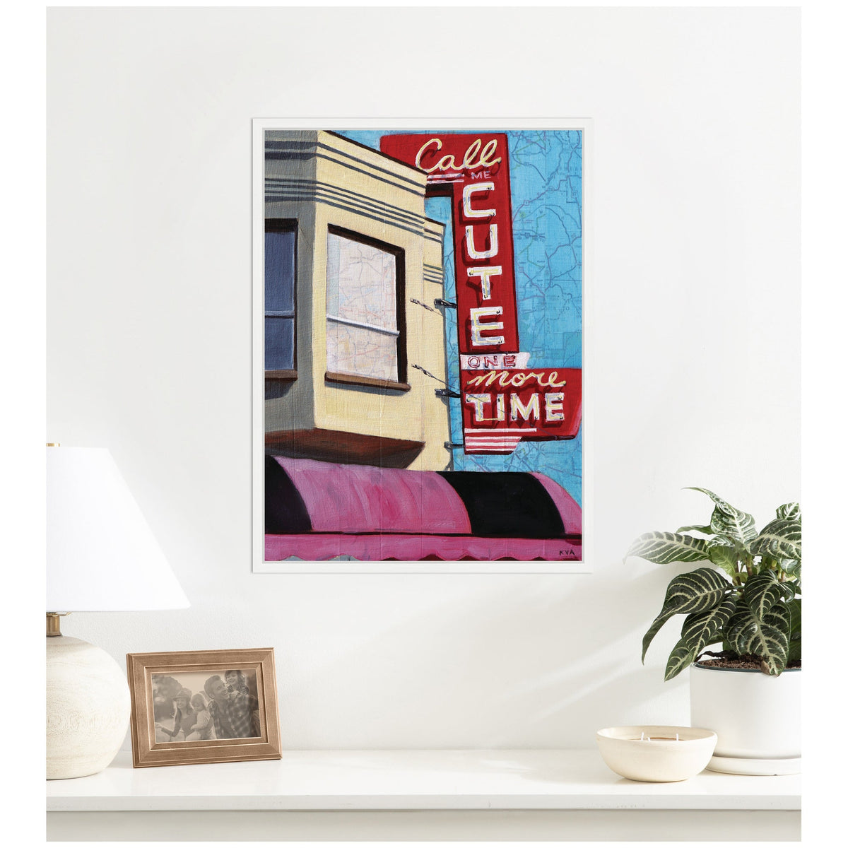 Call Me Cute by Krista V. Allenstein Framed Canvas Wall Art Print