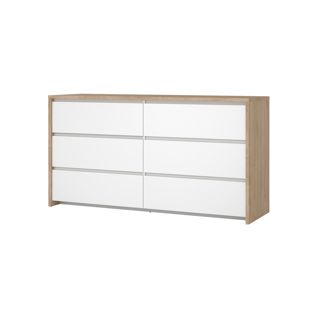 Next 6 Drawer Double Dresser, Jackson Hickory/White High Gloss