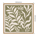 Sylvie Modern Minimalist Botanical Green and Neutral Linen Framed Canvas by The Creative Bunch Studio