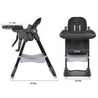 Adjustable Baby High Chair 0-6 Years, Portable Infant Feeding Seat With Safety Belt, Silent Lockable Wheels