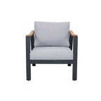 Nova 4-Piece Aluminum & Teak Sofa Set with Stationary Chairs