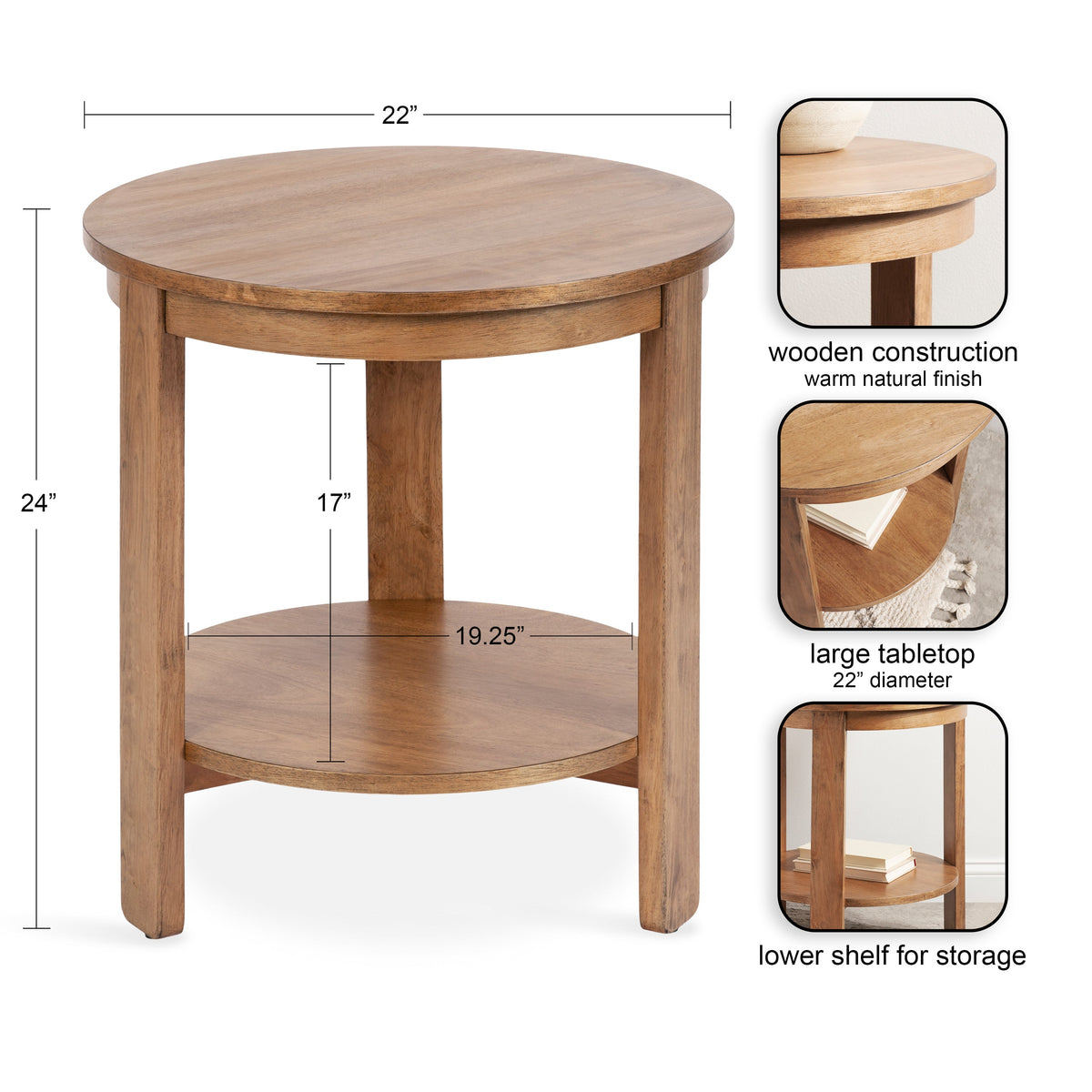 Foxford Round Wood Side Table