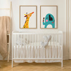 Sylvie Mid Century Modern Baby Giraffe Framed Canvas by Rachel Lee of My Dream Wall