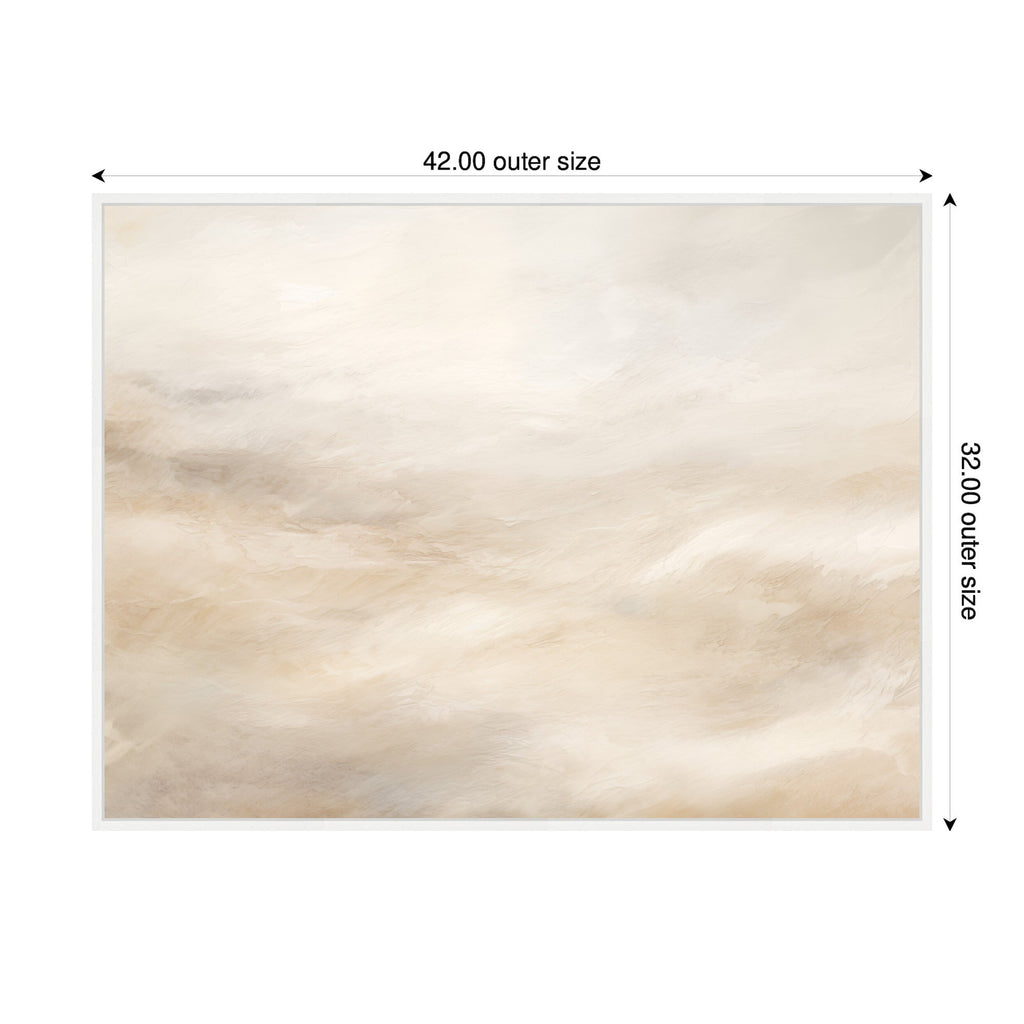 Sylvie Tonal Abstract Textural White and Beige Light Natural Neutrals Horizontal Framed Canvas by The Creative Bunch Studio