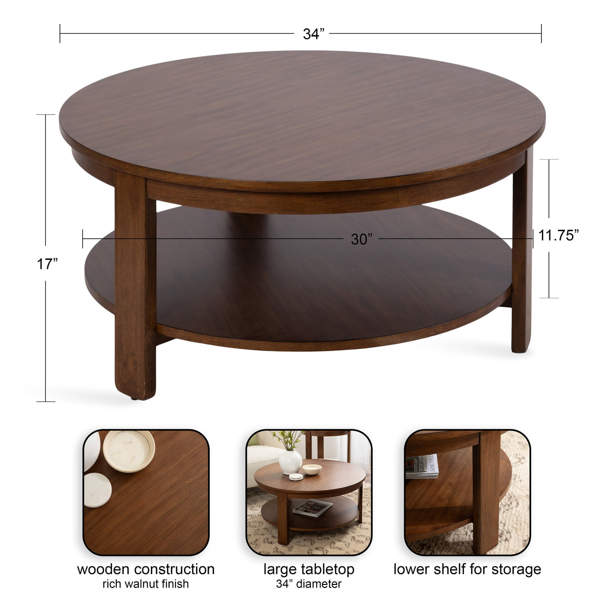 Foxford Round Wood Coffee Table