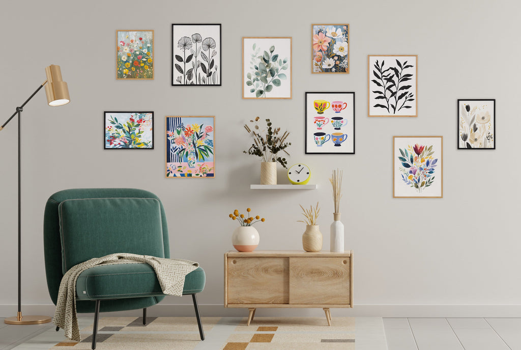 Gallery Botanical Coffee Shop Tea Cups Print by The Creative Bunch Studio
