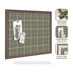 Framed Fabric Pinboard Sage Green Plaid Wall Organization