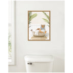 Sylvie Tiger in Palm Bath Framed Canvas by Amy Peterson