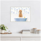 Sylvie Baby Alpaca in Hydrangea Bubble Bathtub Framed Canvas by Amy Peterson