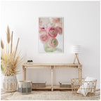Sylvie Delicate Pink Ranunculus Flower Bouquet Framed Canvas by Kristy Campbell