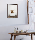 Sylvie Highland Cow in Tub Color Framed Canvas by Amy Peterson Art Studio