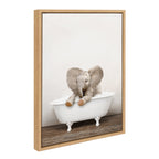 Sylvie Baby Elephant No 6 in Rustic Bath Framed Canvas by Amy Peterson Art Studio