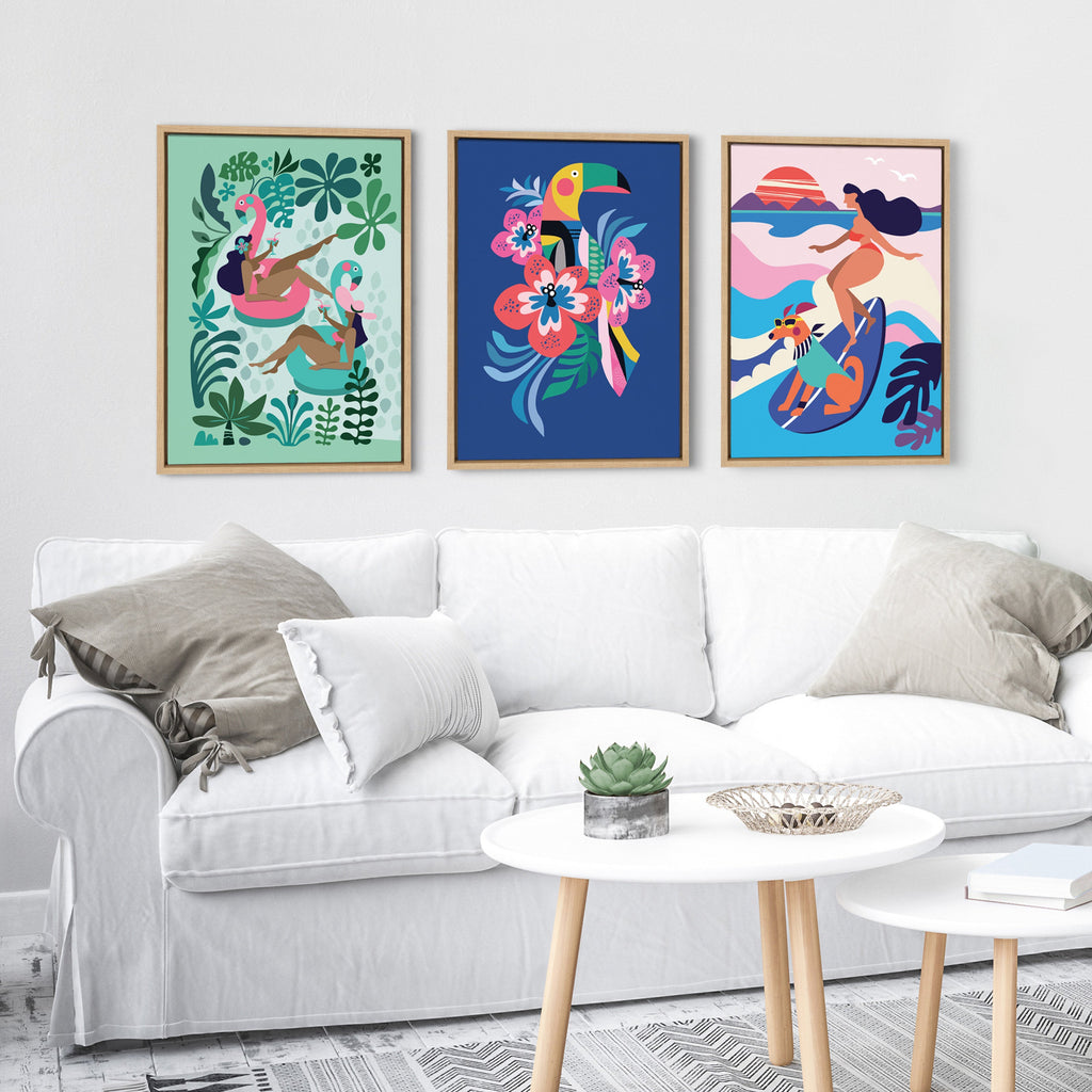 Sylvie Mid Century Modern Girl Friends Framed Canvas by Rachel Lee of My Dream Wall