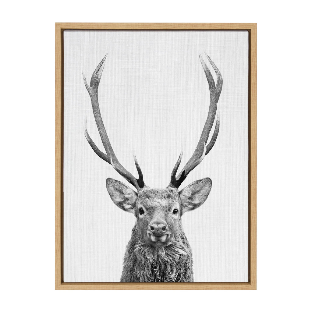 Sylvie The Red Deer BW Framed Canvas by Simon Te of Tai Prints