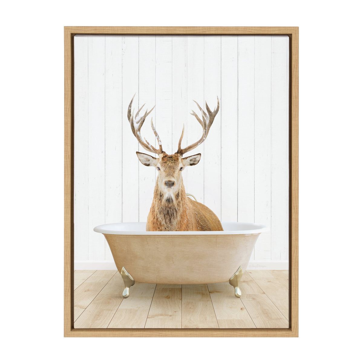 Sylvie Stag Farmhouse Bath Framed Canvas by Amy Peterson Art Studio