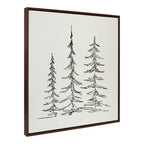 Sylvie Minimalist Evergreen Trees Sketch Framed Canvas by The Creative Bunch Studio