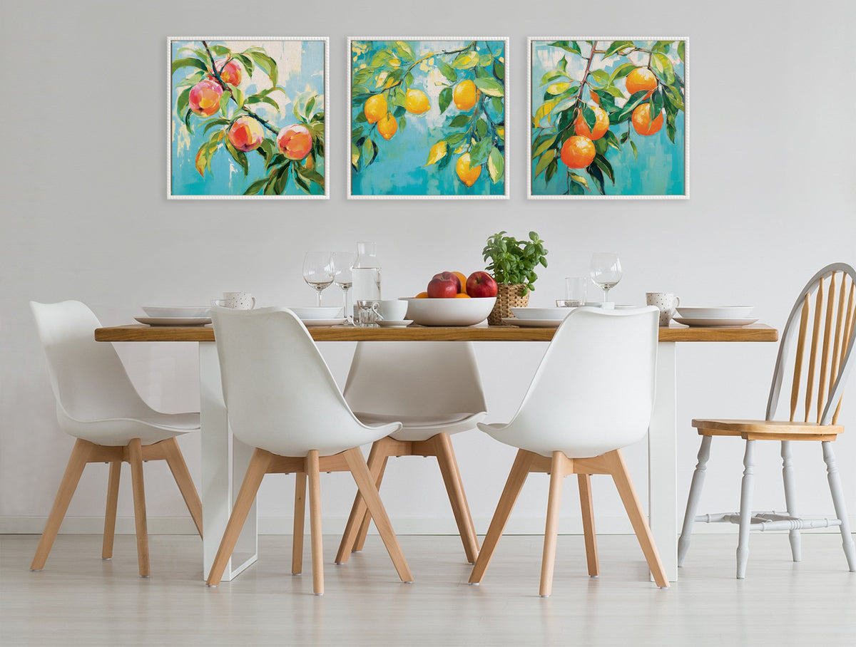 Sylvie Beaded Lemon Tree Framed Canvas by The Creative Bunch Studio
