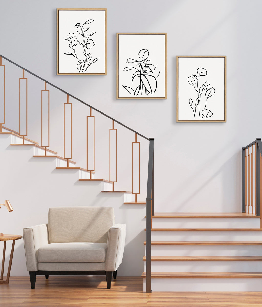 Sylvie Botanical Sketch Print No 3 Framed Canvas by The Creative Bunch Studio