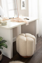Lucida Round Tufted Ottoman Fabric and Wood