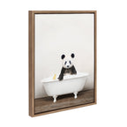 Sylvie Panda Waving in Rustic Bath Framed Canvas by Amy Peterson Art Studio