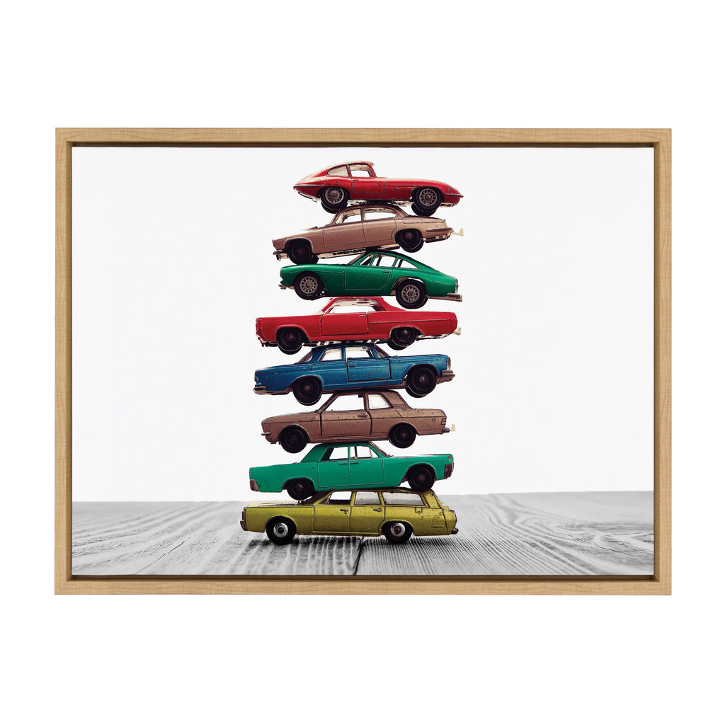 Sylvie Stacked Cars Framed Canvas by Saint and Sailor Studios