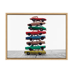 Sylvie Stacked Cars Framed Canvas by Saint and Sailor Studios