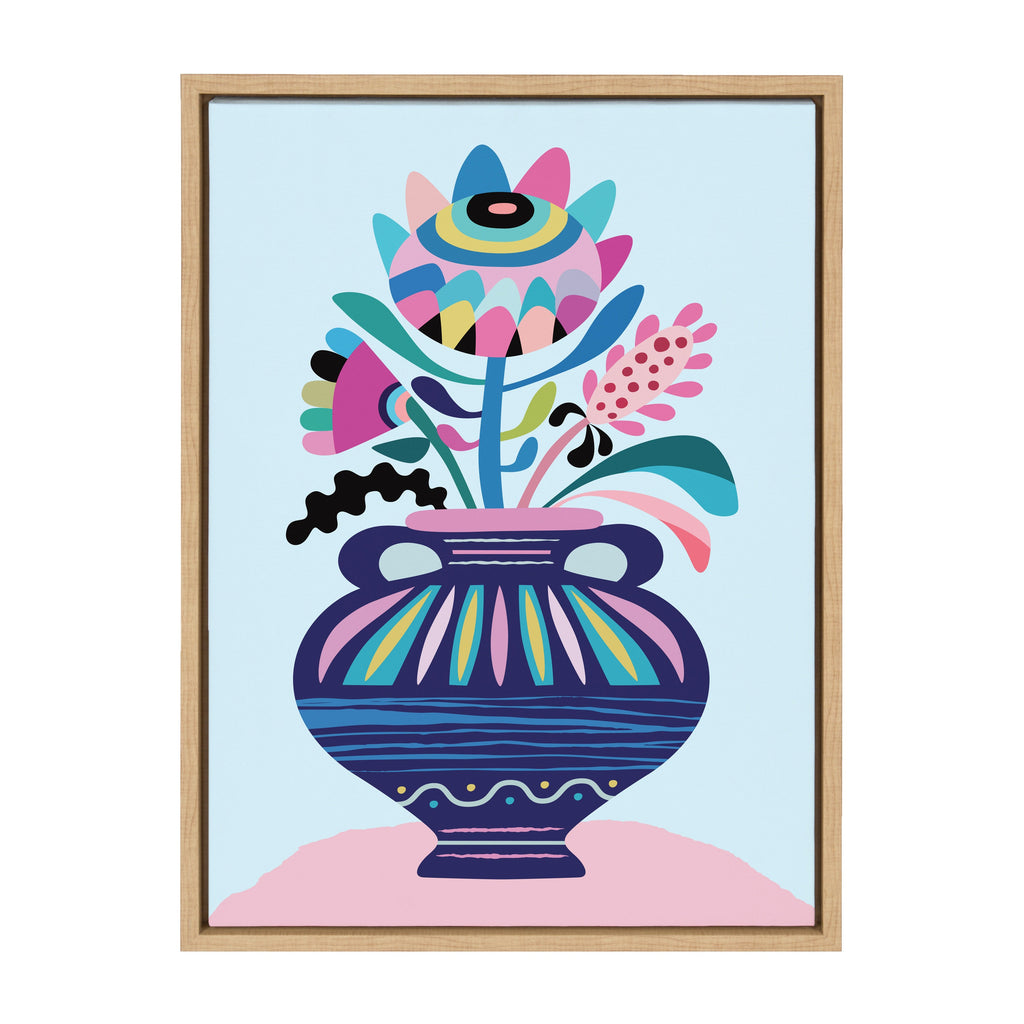 Sylvie Mid Century Modern Whimsical Floral Framed Canvas by Rachel Lee of My Dream Wall