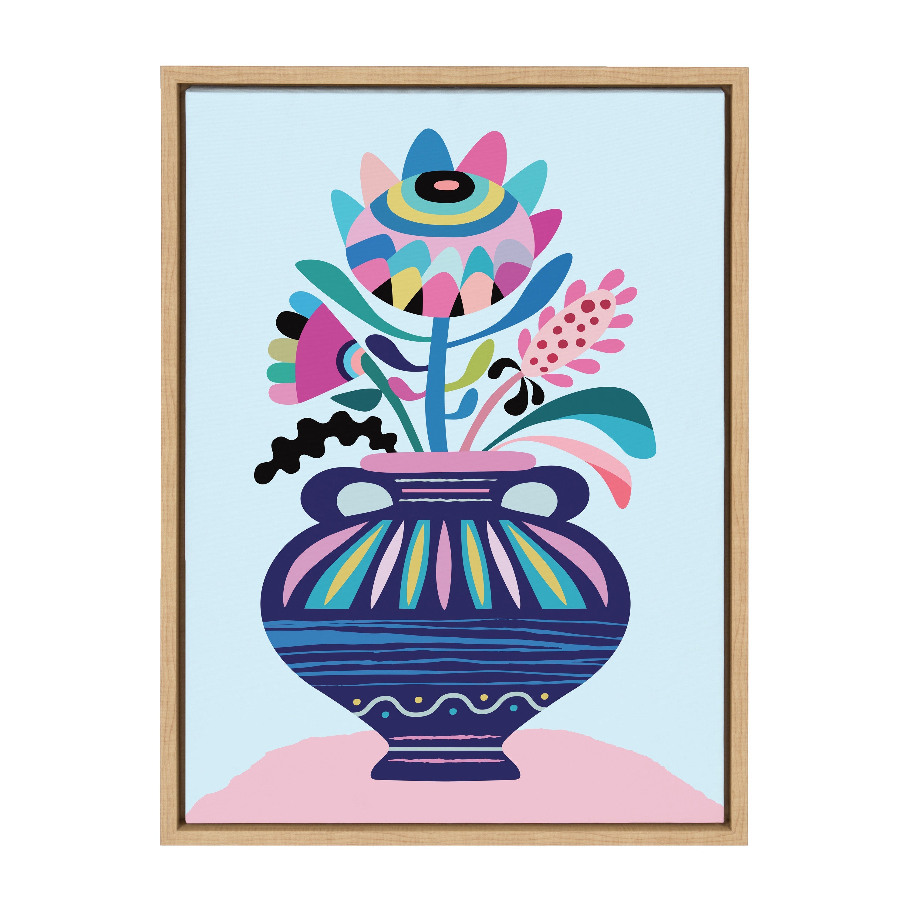 Sylvie Mid Century Modern Whimsical Floral Framed Canvas by Rachel Lee of My Dream Wall