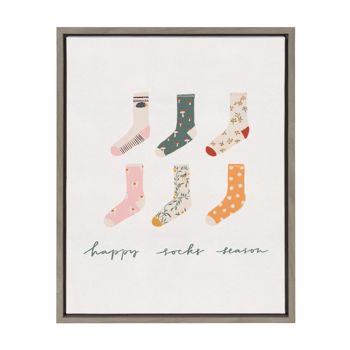 Sylvie Happy Sock Season Framed Canvas By Maja Tomljanovic