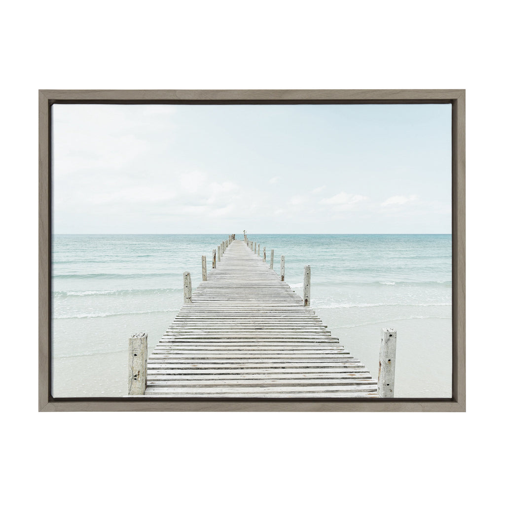 Sylvie Wooden Pier on Beach Framed Canvas by Amy Peterson Art Studio