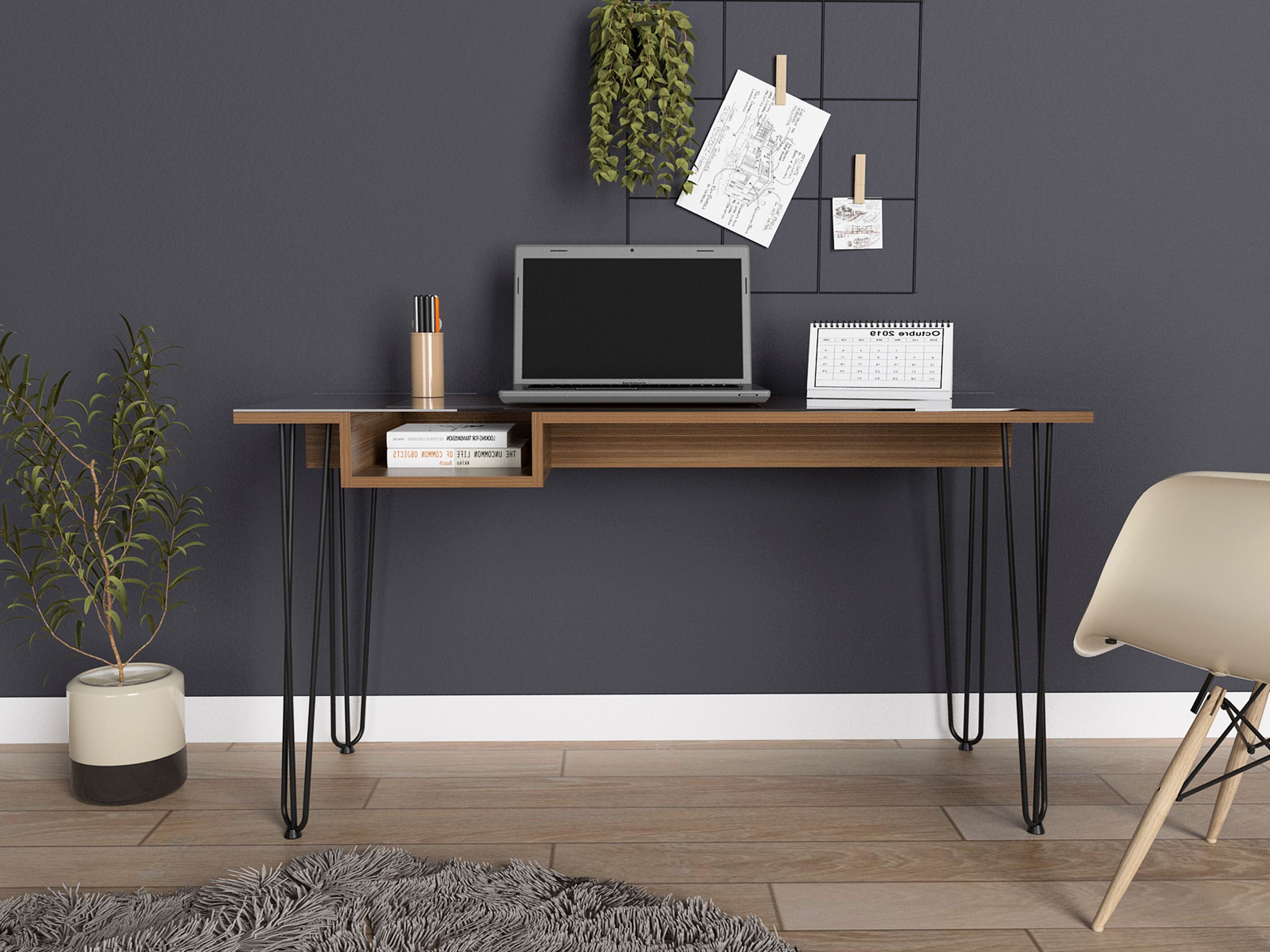 Kyoto 140 Writing Desk Haipin Legs Open Shelf(D0102H2RL4W)
