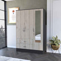 Florencia S Mirrored Armoire Two cabinets With Divisions Two Drawers(D0102H2RLD7)