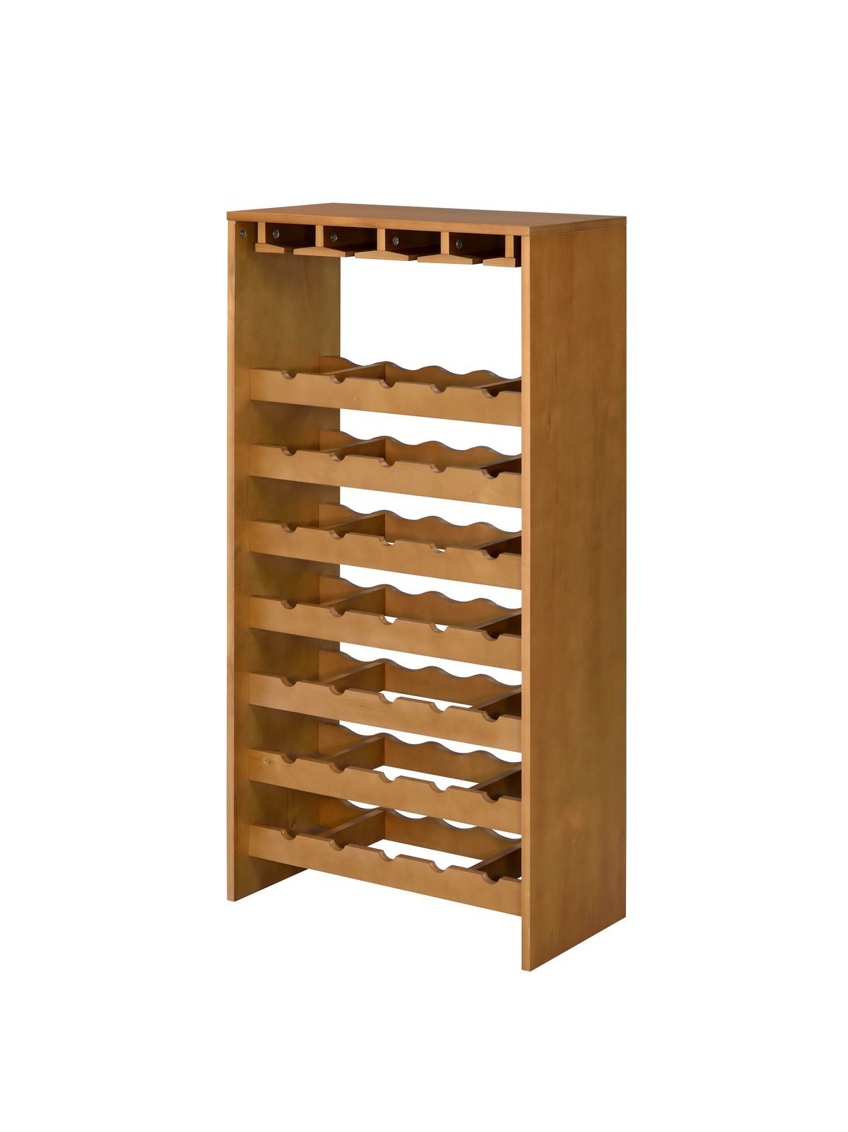 Acme Hanzi Wood 35-Bottle Wine Cabinet With Stemware Rack In Oak