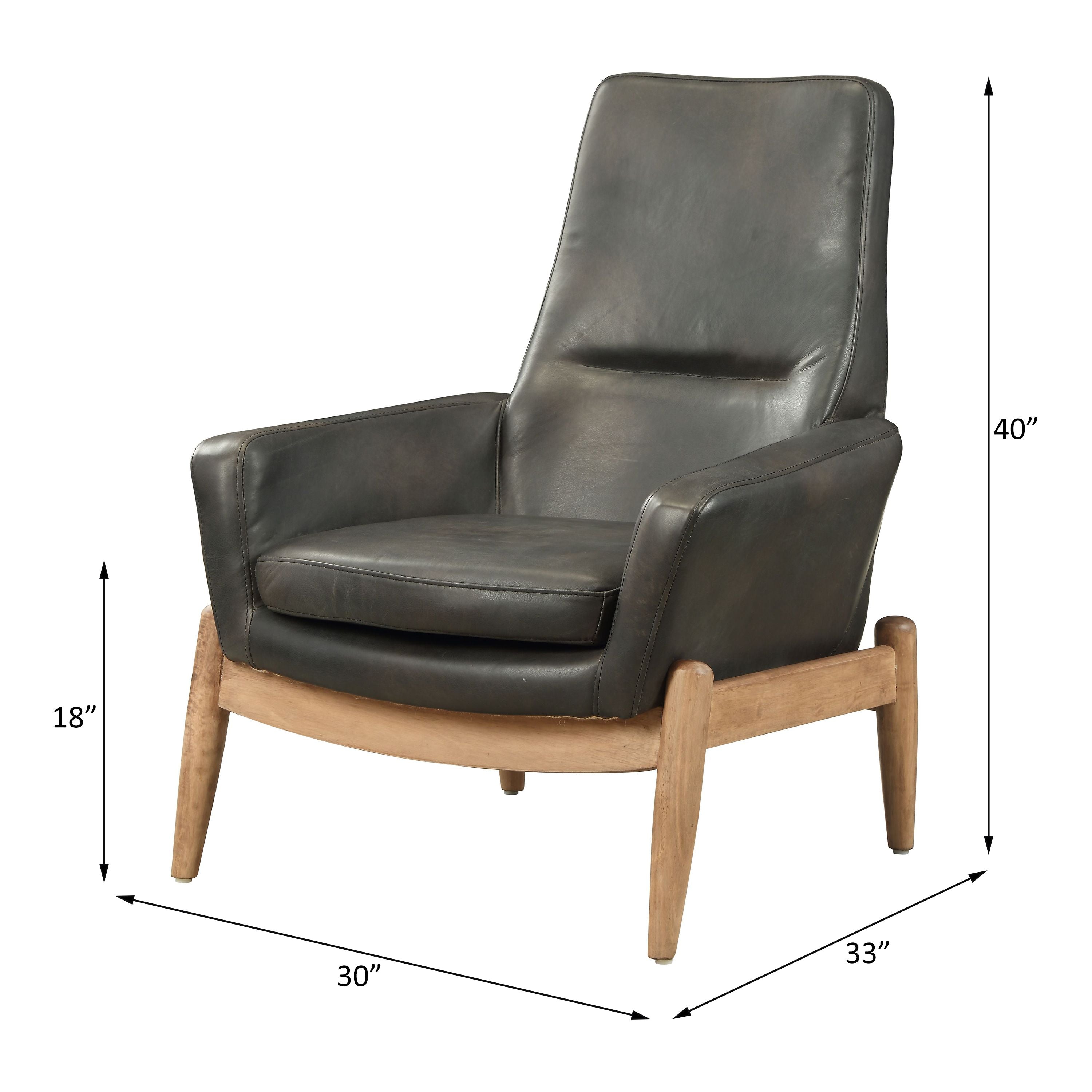 AcME Dolphin Accent chair in Black Top grain Leather 59533(D0102H59Y9J)