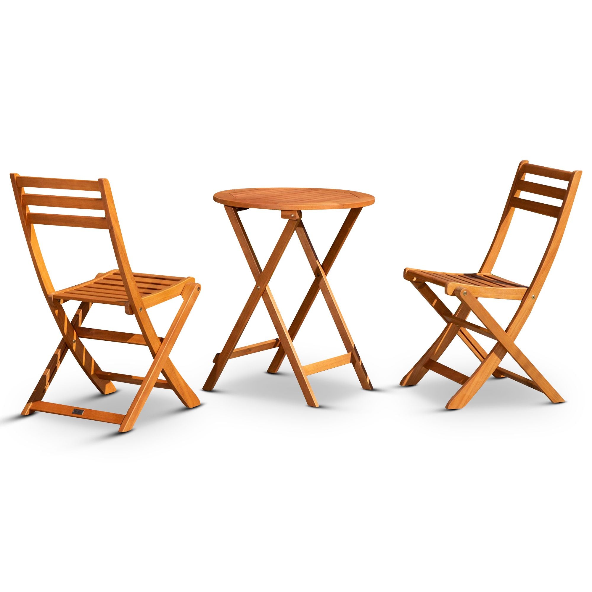 3-Piece Eucalyptus Bistro Set, Round, Natural Oil(D0102H5LKF6)