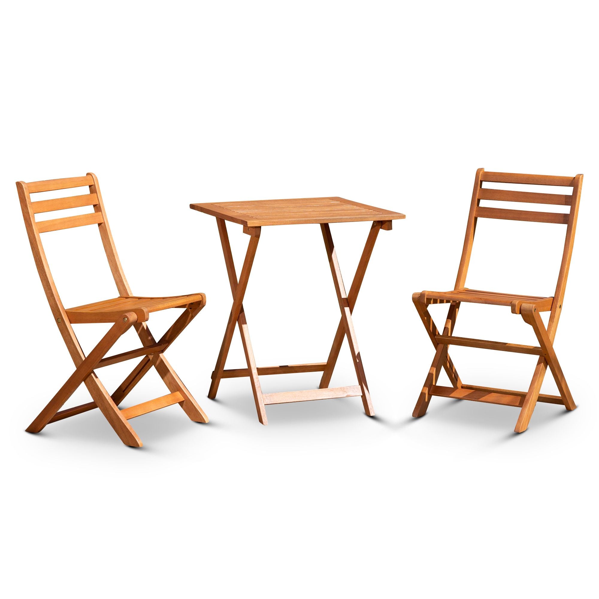 3-Piece Eucalyptus Bistro Set, Square, Natural Oil(D0102H5LNA8)