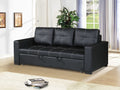 cONVERTIBLE SOFA in Black Faux Leather(D0102H5LNU6)
