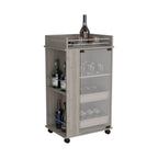 Lansing Bar Cart With Glass Door, 2-Side Shelves And Casters, Light Gray