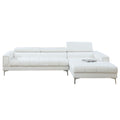Bonded Leather Sectional Sofa with Adjustable Headrest in White(D0102H716c8)