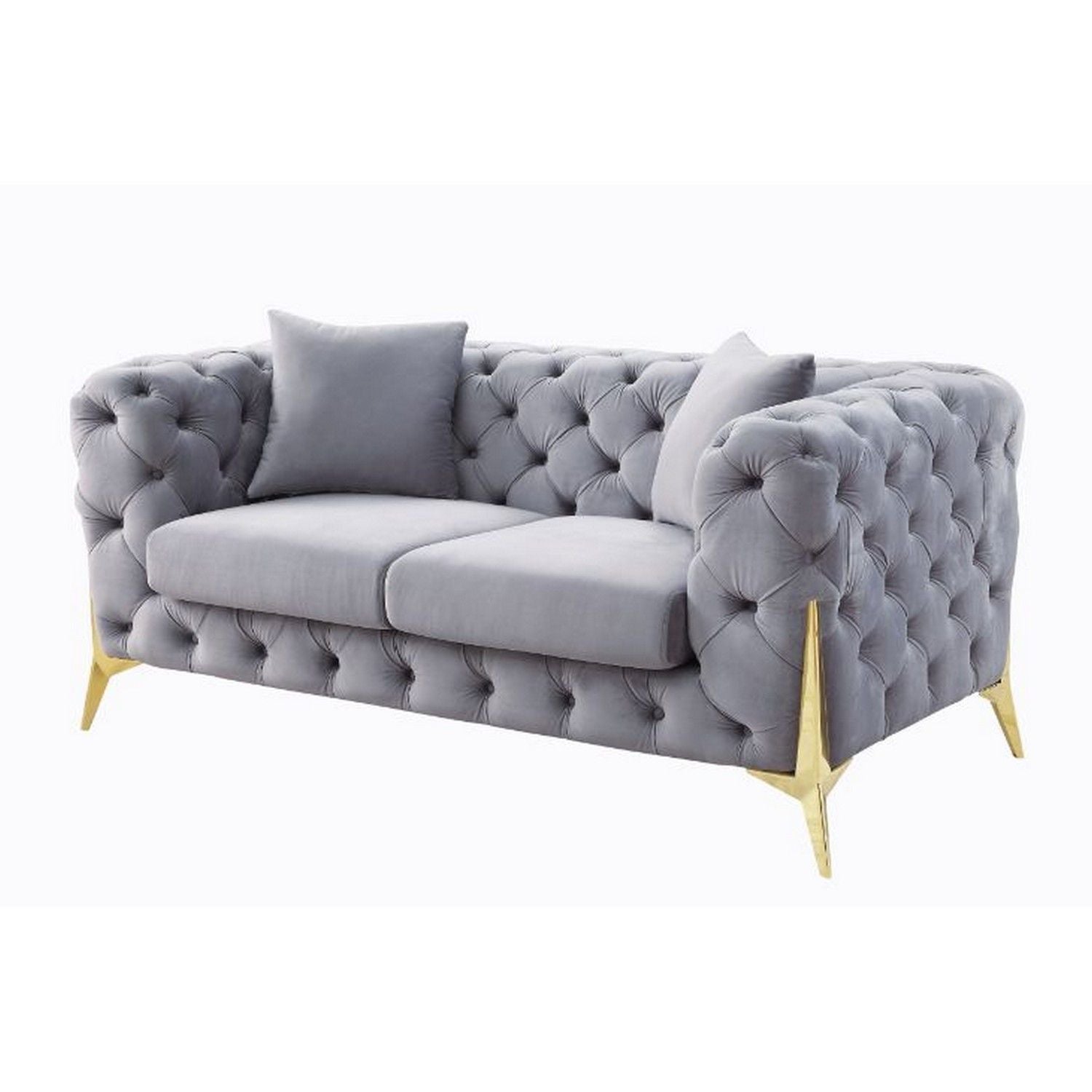 Loveseat with chesterfield Style and Button Tufting, gray(D0102H71F6T)