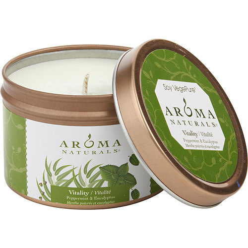 VITALITY AROMATHERAPY by Vitality Aromatherapy ONE 25x175 inch TIN SOY AROMATHERAPY cANDLE USES THE ESSENTIAL OILS OF PEPPERMINT