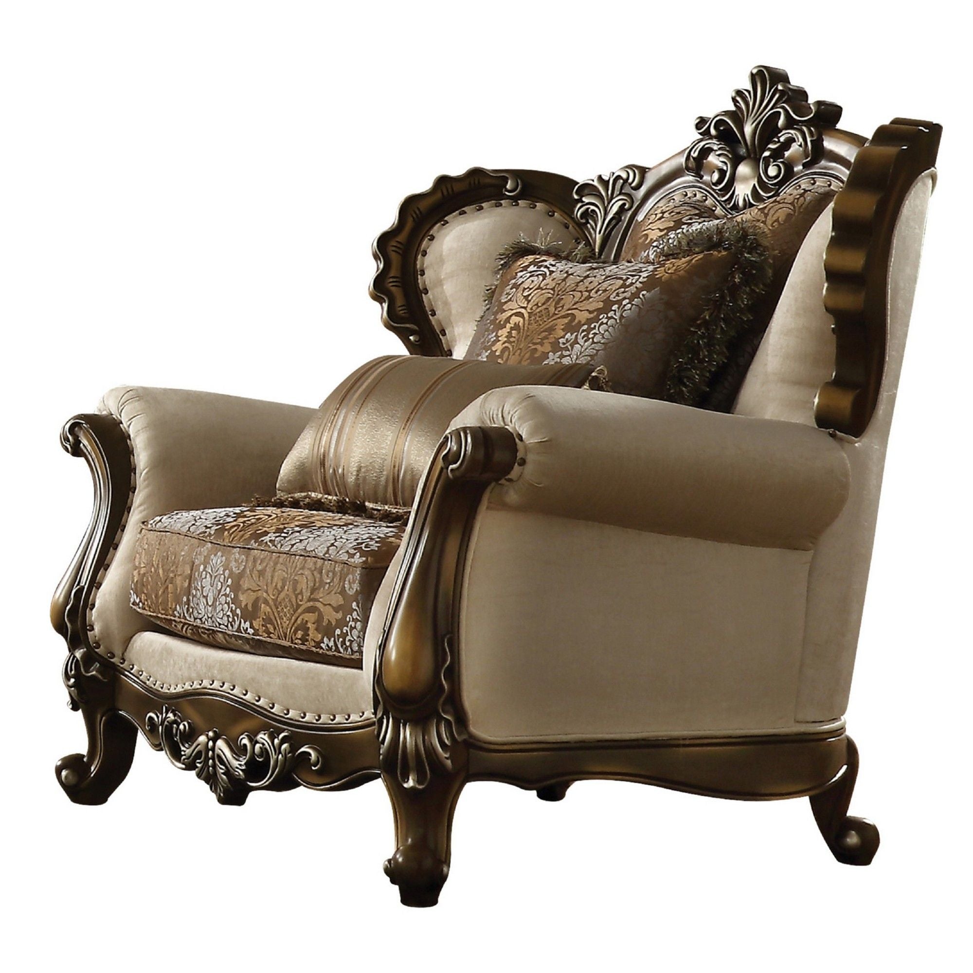 Fabric Upholstered chair with 2 Pillows in Antique Oak Brown(D0102H76HWT)