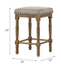 AcME Farsiris counter Height Stool, Beige Fabric & Weathered Oak Finish 77177(D0102H7B0KX)