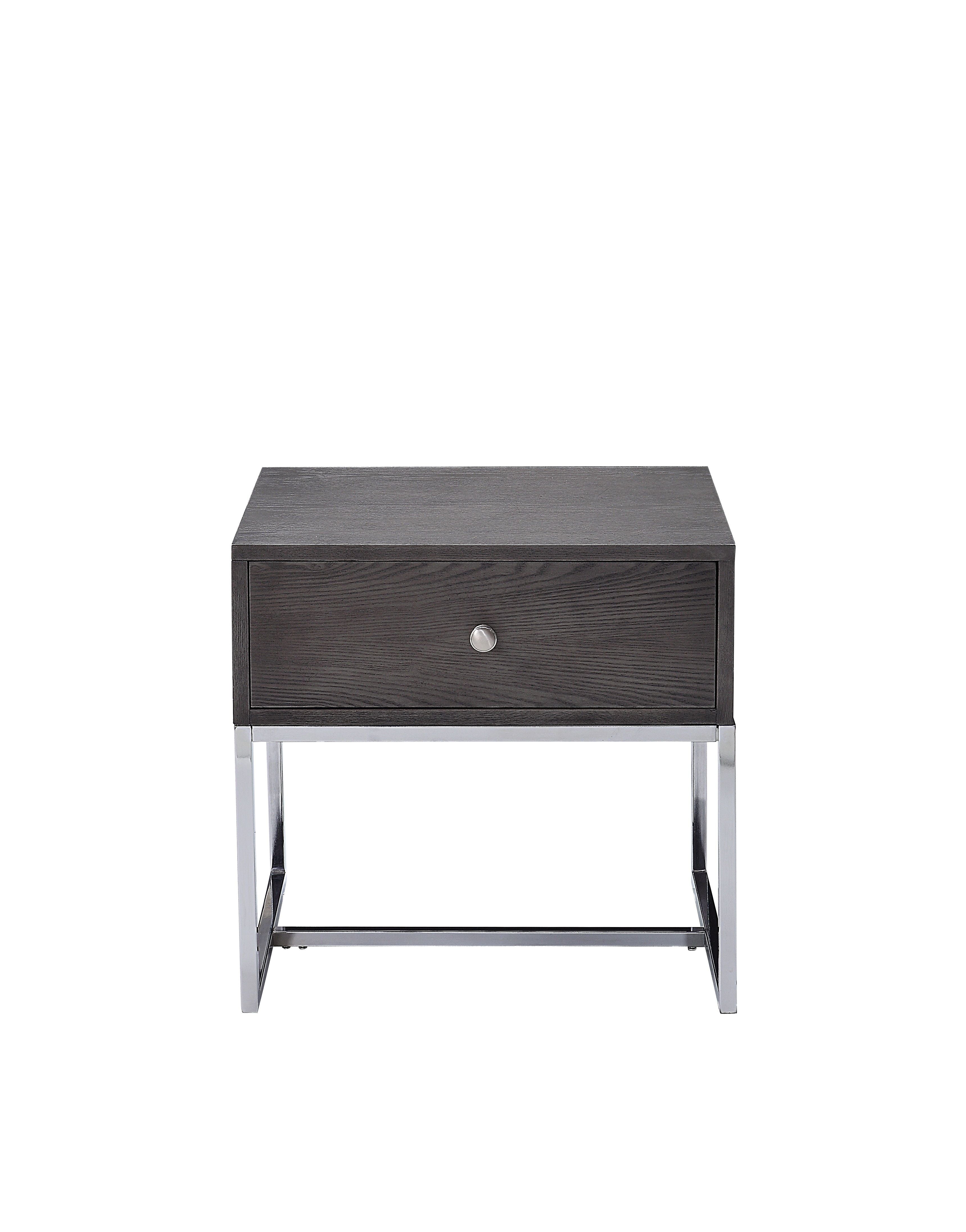 Acme Iban End Table in Gray Oak and Chrome