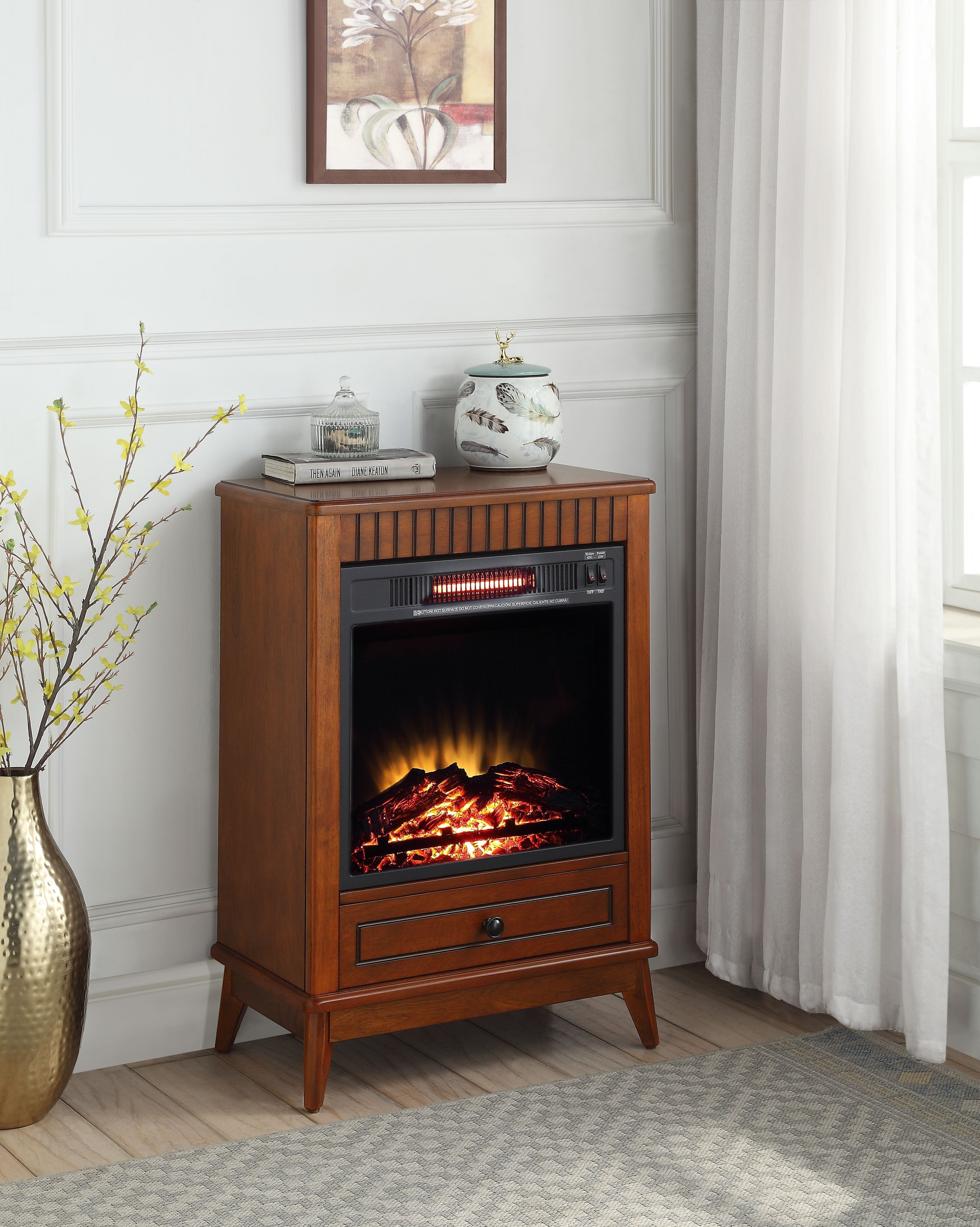 Acme Hamish Fireplace In Walnut