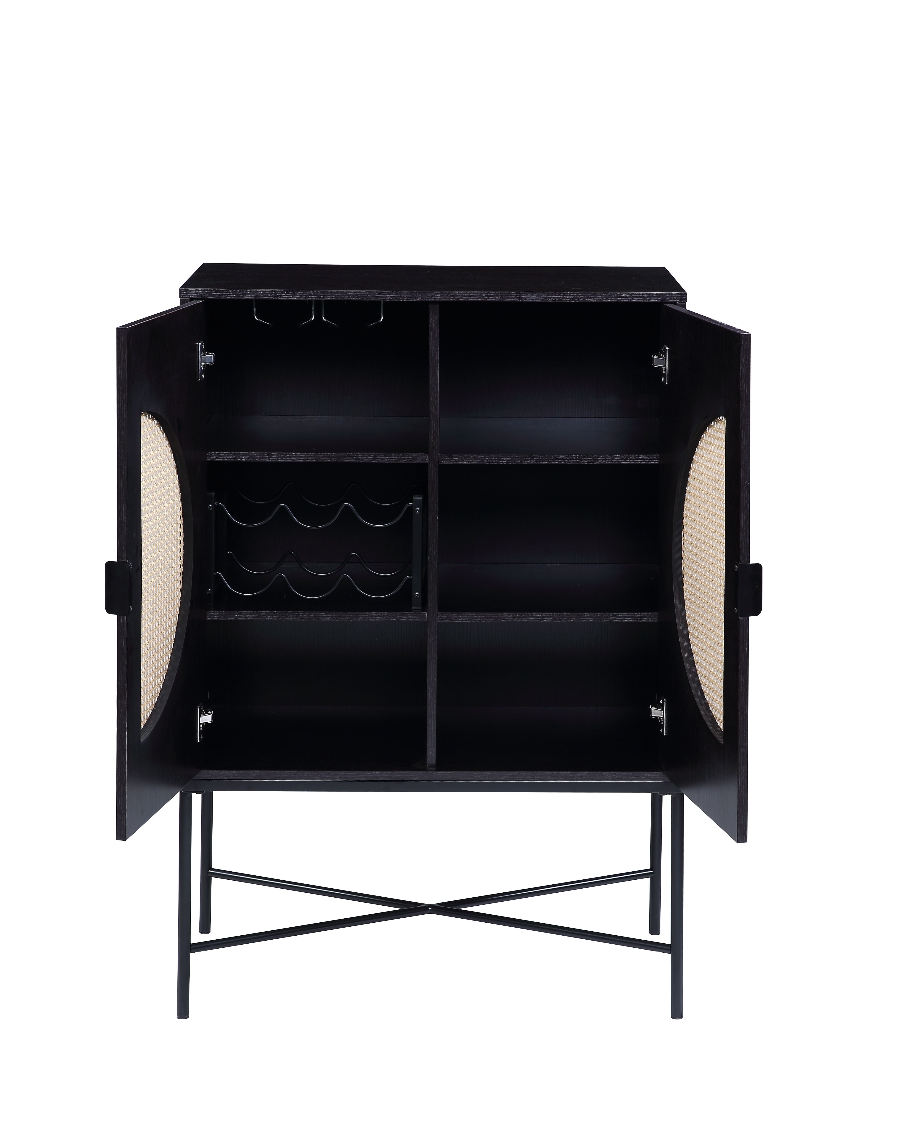 Acme Furniture Bar Cabinet With Wine Rack, Black